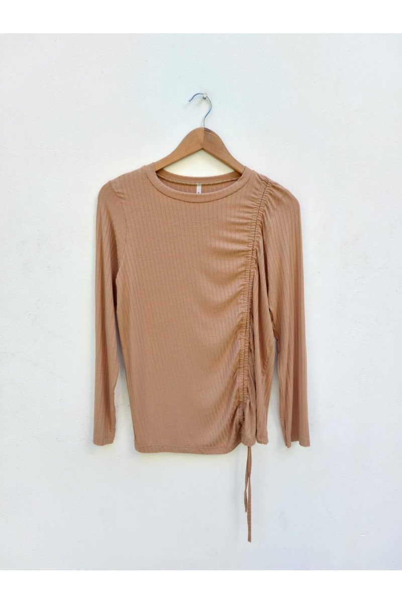 Remera de morley manga larga con tiras para regular largo y atar