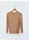 Remera de morley manga larga con tiras para regular largo y atar