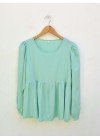 Blusa de voile manga princesa con recorte fruncidos