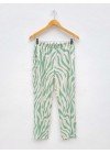 Pantalón de fibrana estampada cebra con elástico, bragueta simulada y bolsillos