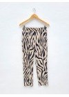 Pantalón de fibrana estampada cebra con elástico, bragueta simulada y bolsillos