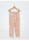 Pantalón de fibrana estampada cebra con elástico, bragueta simulada y bolsillos