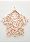 Camisa de fibrana estampada con volados en mangas