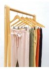 Pantalón de lino elastizado con elástico, lazo, bragueta simulada y bolsillos