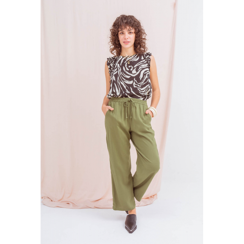 Pantalon de lino con bolsillos