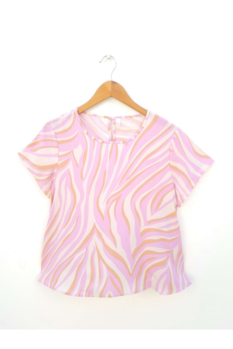 Blusa de fibrana estampada evasé con lágrima