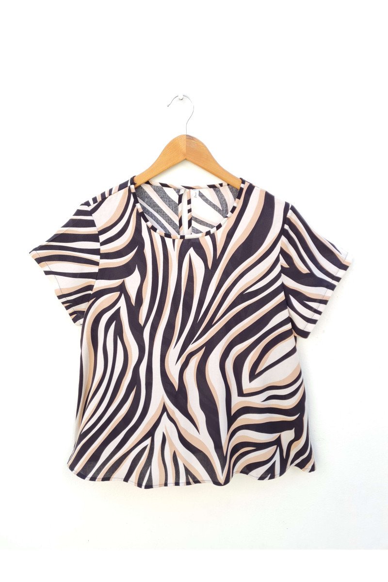 Blusa de fibrana estampada evasé con lágrima