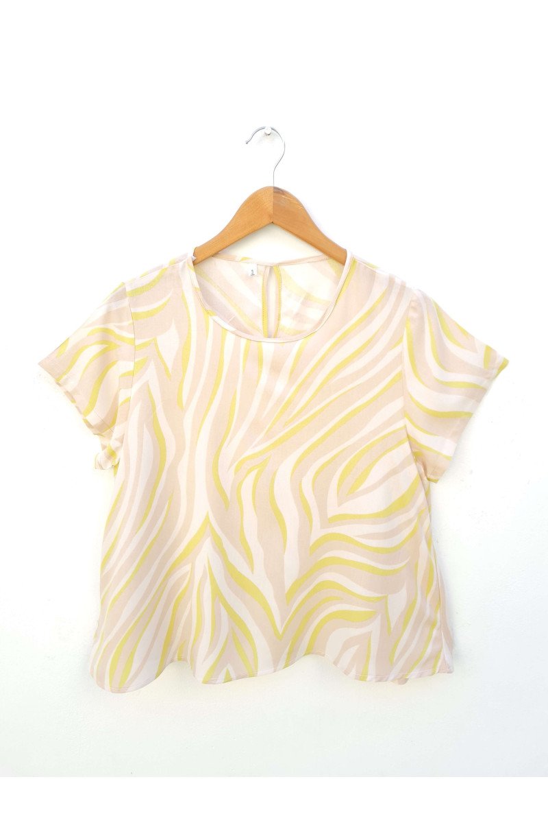 Blusa de fibrana estampada evasé con lágrima