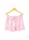 Short de fibrana estampada cebra con elástico, tiras y bolsillos