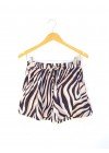 Short de fibrana estampada cebra con elástico, tiras y bolsillos