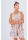 Short de fibrana estampada cebra con elástico, tiras y bolsillos