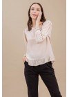 Blusa de poplin manga princesa con volados en ruedo y lágrima