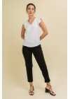 Blusa de lurex con cuello en "V" y volados en mangas