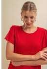 Blusa de microtul con rulote en mangas y ruedo, y lágrima