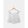 Short de lino rígido con elástico, cierre y bolsillos