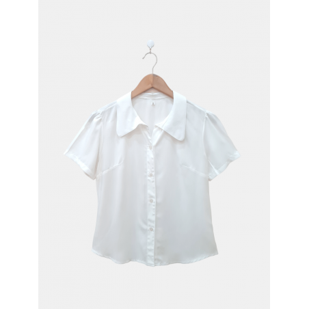 Camisa de poplin cuello bebé manga princesa