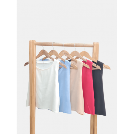 Musculosa de lino con cartera falsa y botones simil metálico