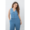 Chaleco de denim con botones simil metálico