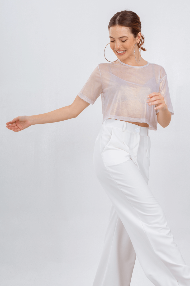 Top de microtul con foil