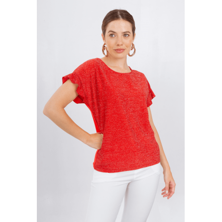 Blusa de lurex con volados y lágrima