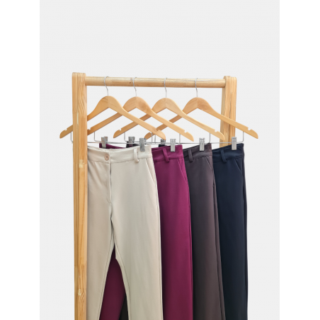 Pantalón punto roma con pasacintos, bolsillos y tajos