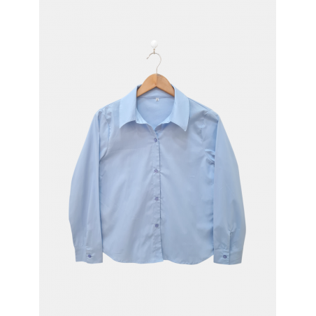 Camisa de poplín algodón con span con canesú y tabla