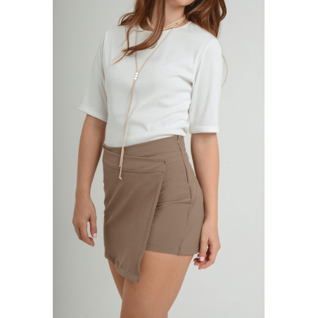 Skort sastrero premium cruzado con pinzas traseras
