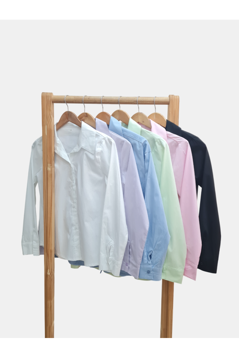 Camisa de poplín algodón con span con canesú y tabla