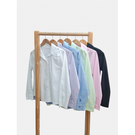Camisa de poplín algodón con span con canesú y tabla
