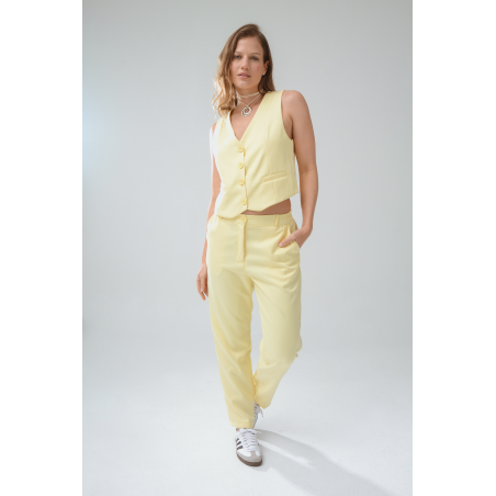 Pantalón sastrero con elástico, pasacintos y bolsillos