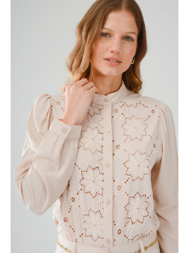 Camisa de poplin cuello mao...