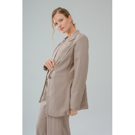 Blazer de lino sastrero oversize forrado con hombreras y recorte dior