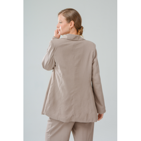 Blazer de lino sastrero oversize forrado con hombreras y recorte dior