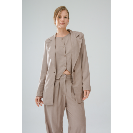 Blazer de lino sastrero oversize forrado con hombreras y recorte dior