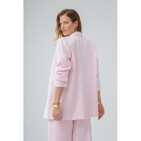 Blazer sastrero premium oversize forrado con hombreras, bolsillos y tajo