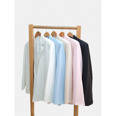 Blazer sastrero premium oversize forrado con hombreras, bolsillos y tajo