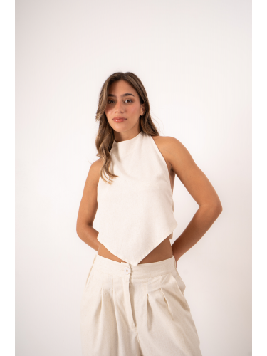 Top de lino sastrero con...