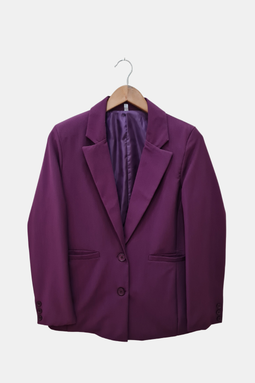 Blazer sastrero premium clásico forrado con hombreras, bolsillos y tajo