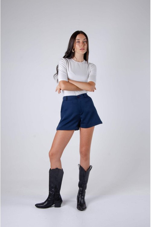 Short sastrero con elástico, pasacintos y bolsillos
