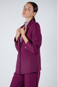 Blazer sastrero premium clásico forrado con hombreras, bolsillos y tajo