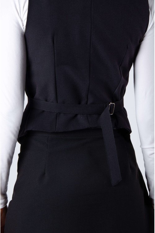 Chaleco sastrero premium forrado con tiras, hebilla y bolsillos