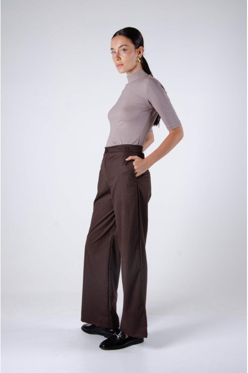 Palazo sastrero diplomático ancho con botón y cierre, pinzas y bolsillos