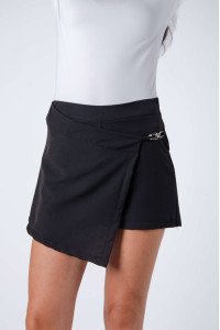 Skort sastrero premium cruzado con hebilla, pinzas y cierre