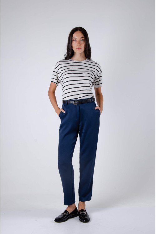 Pantalón sastrero con elástico, pasacintos y bolsillos