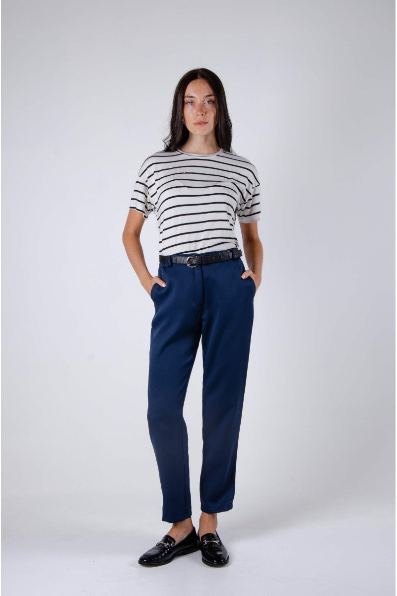 Pantalón sastrero con elástico, pasacintos y bolsillos