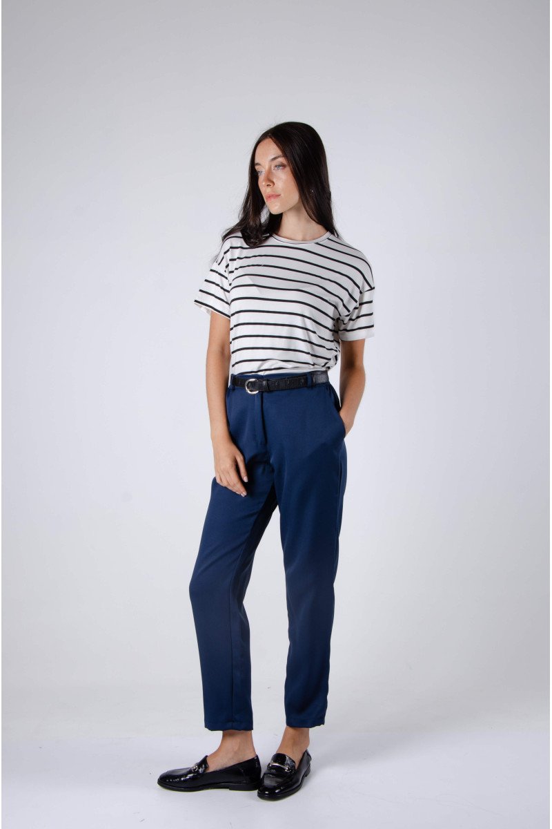 Pantalón sastrero con elástico, pasacintos y bolsillos
