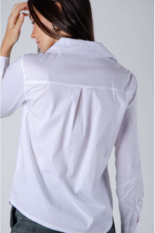 Camisa de poplín algodón con span con canesú y tabla