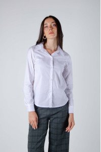 Camisa de poplín algodón con span con canesú y tabla