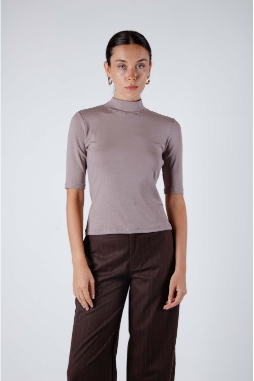 Media polera de tejido de punto manga 3/4 anatómica