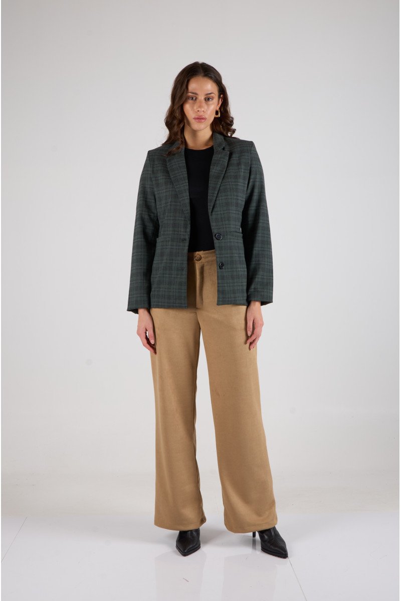 Blazer sastrero cuadrillé clásico forrado con hombreras, bolsillos y tajo